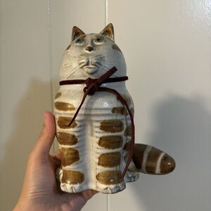 Foxlo Studio Art Pottery Stoneware Cat Figurine Approx 8”H